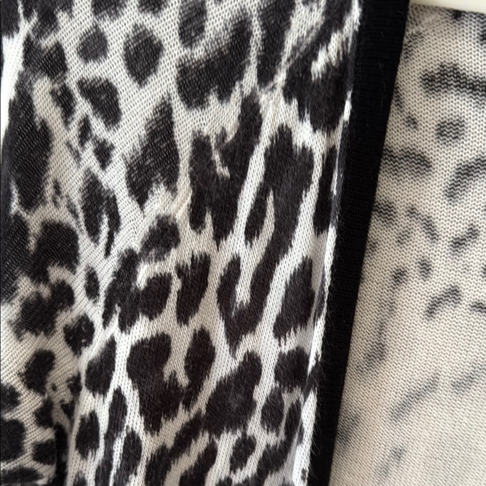 Black and White Leopard Print Women's Cardigan Sweater - Picture 6 of 8